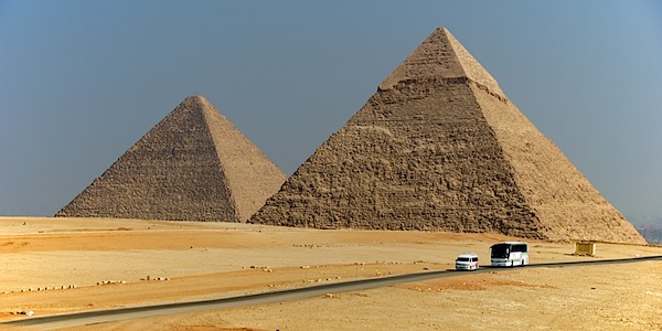 Contrasts - Pyramids, Bus and Van - Giza, Egypt - Copyright 2010 Ralph Velasco.jpg