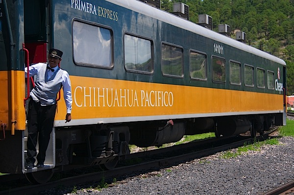1 Chepe Train Car with Conductor - Copper Canyon, Mexico - Copyright 2011 Ralph Velasco.jpg